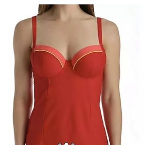 Curvy Kate padded balconette Saffron swim tankini top